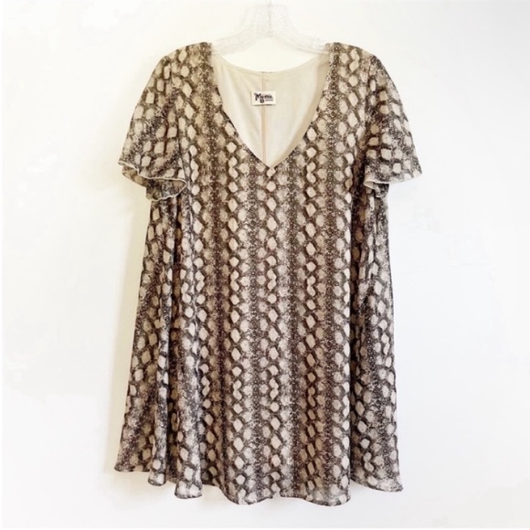Show Me Your MuMu Dresses & Skirts - Show Me Your Mumu Kylie Mini Dress brown cream snakeskin animal print swing